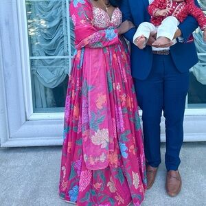 Lashkara Salwar Suit Floral Pink and Red Dress